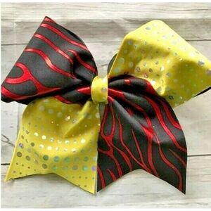 NEW Cheer Bow 3" Ribbon Handmade Hair Bow Yellow Red Black